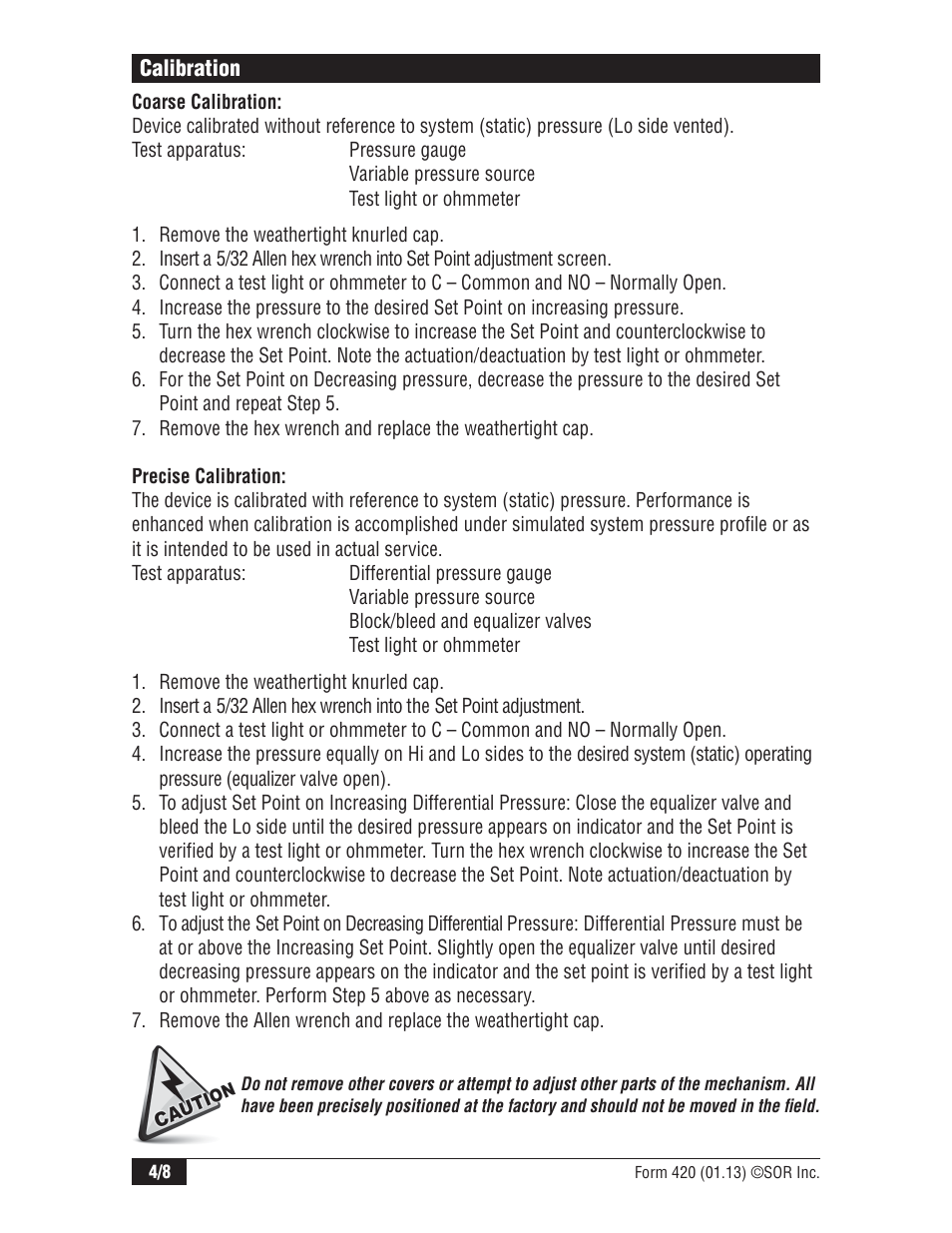 SOR High Static Operation User Manual | Page 4 / 8