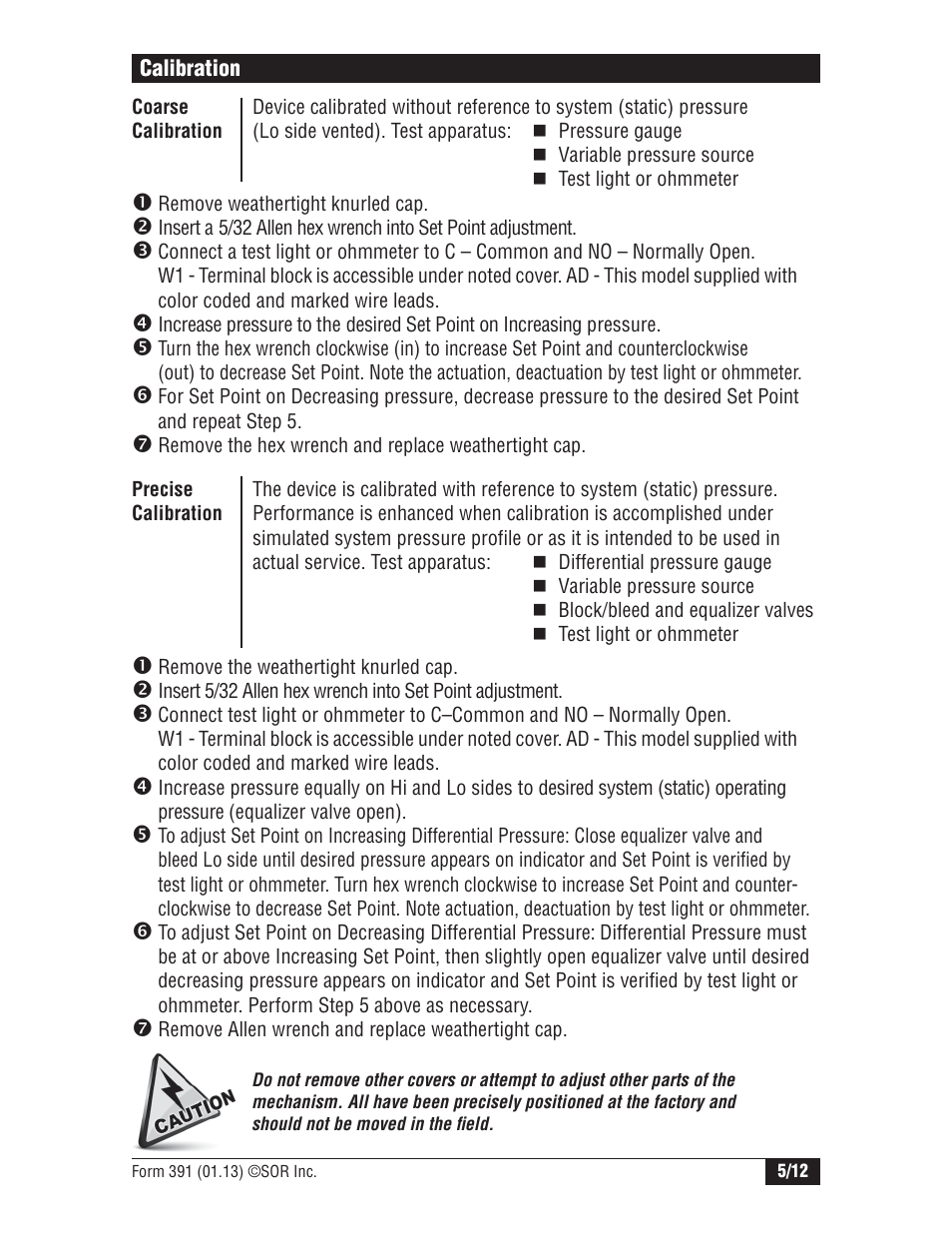 SOR High Static Operation User Manual | Page 5 / 12