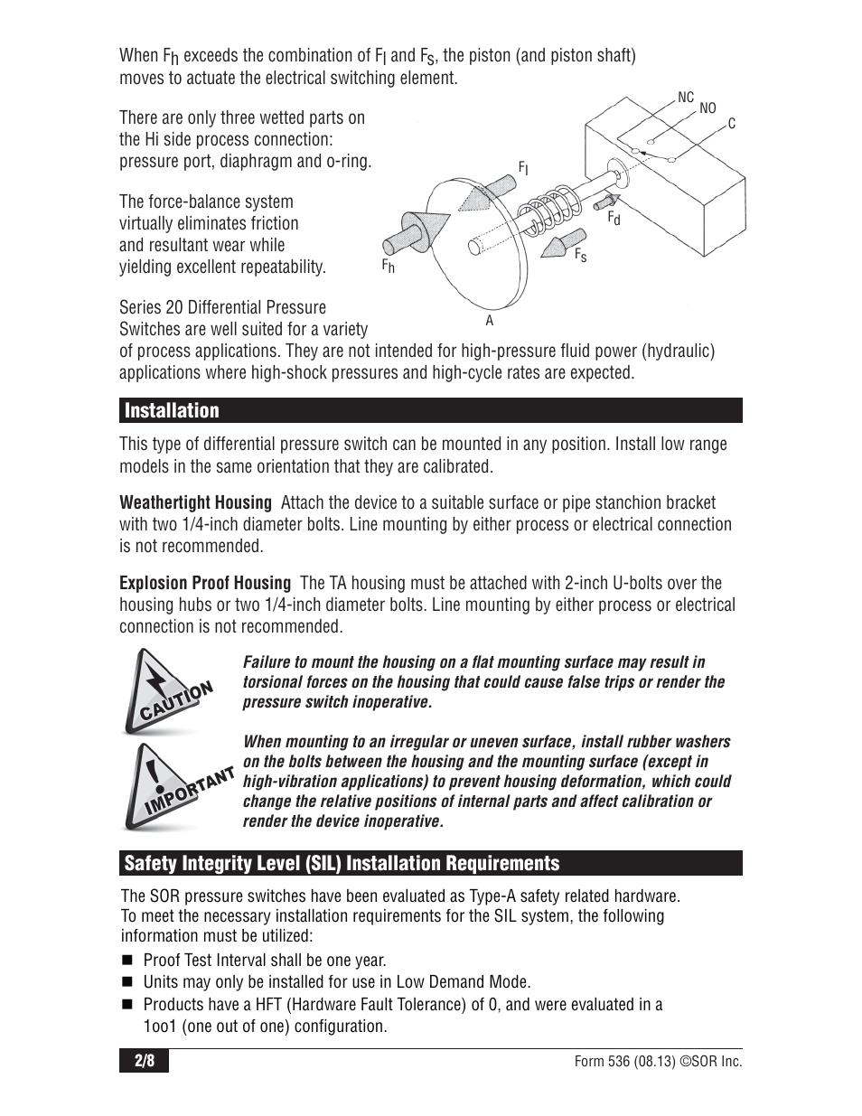 Installation | SOR Weatherproof Low Range User Manual | Page 2 / 8