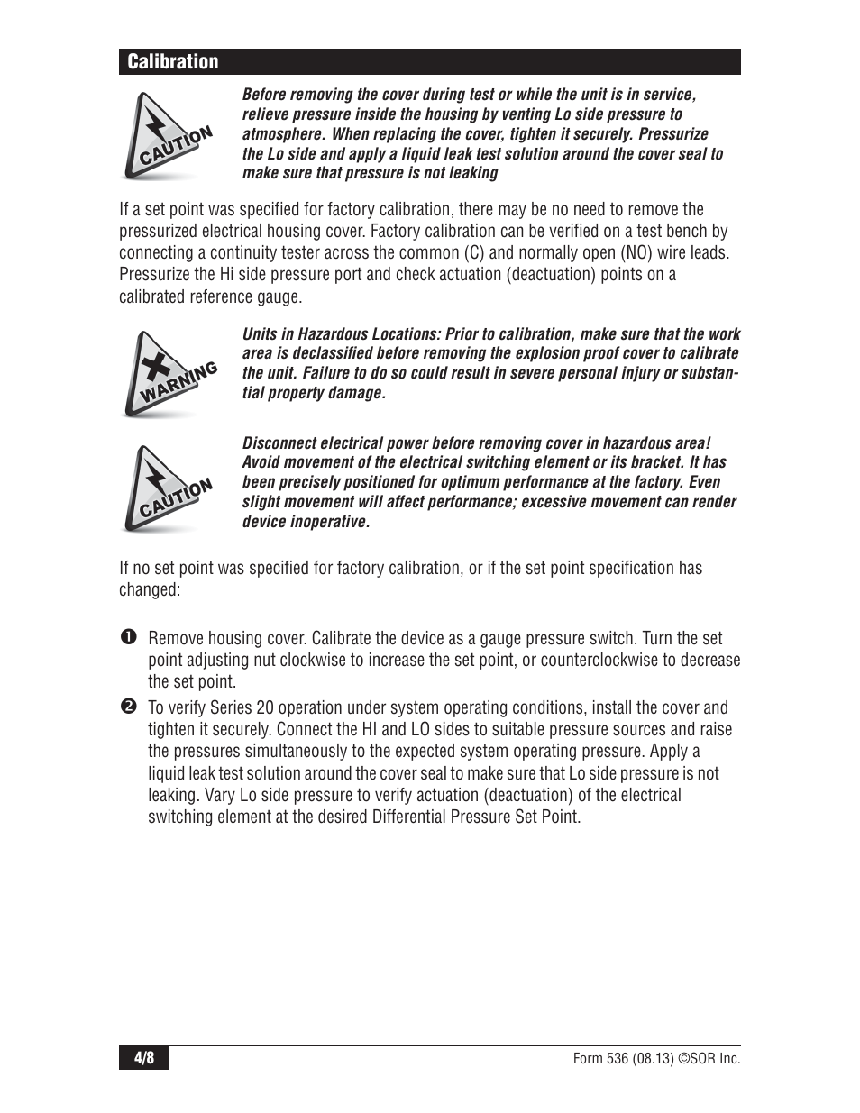 SOR Weatherproof Low Range User Manual | Page 4 / 8