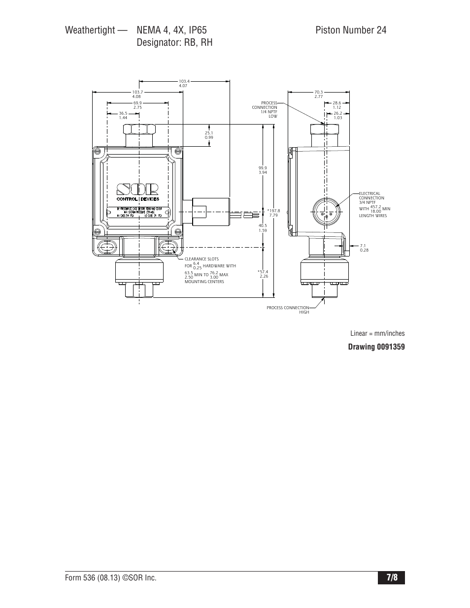 Linear = mm/inches | SOR Weatherproof Low Range User Manual | Page 7 / 8