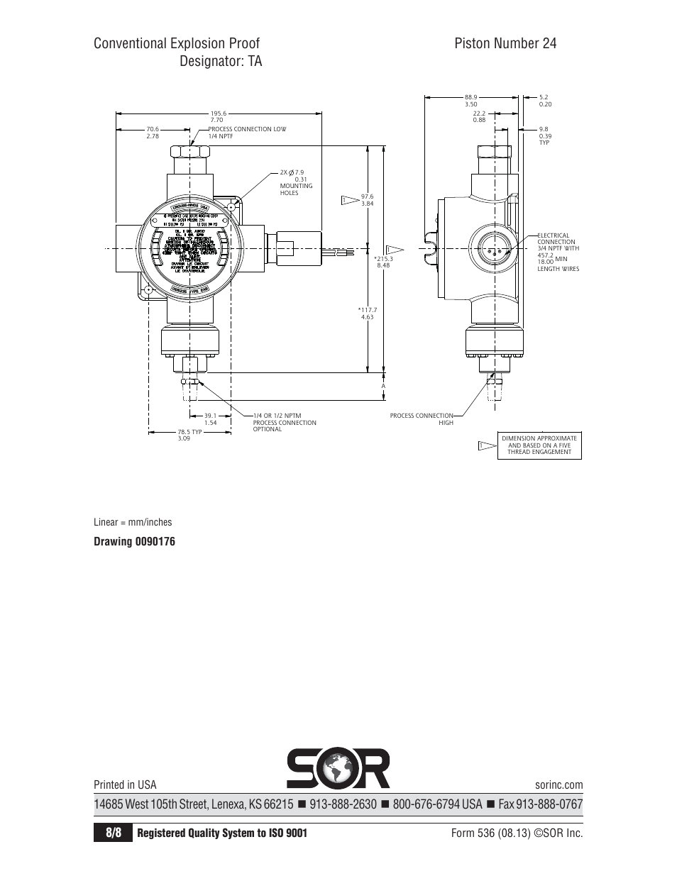 Linear = mm/inches | SOR Weatherproof Low Range User Manual | Page 8 / 8