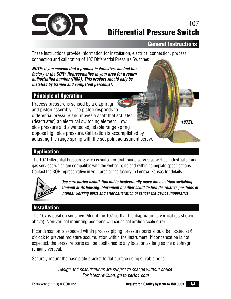 SOR Low Range User Manual | 4 pages