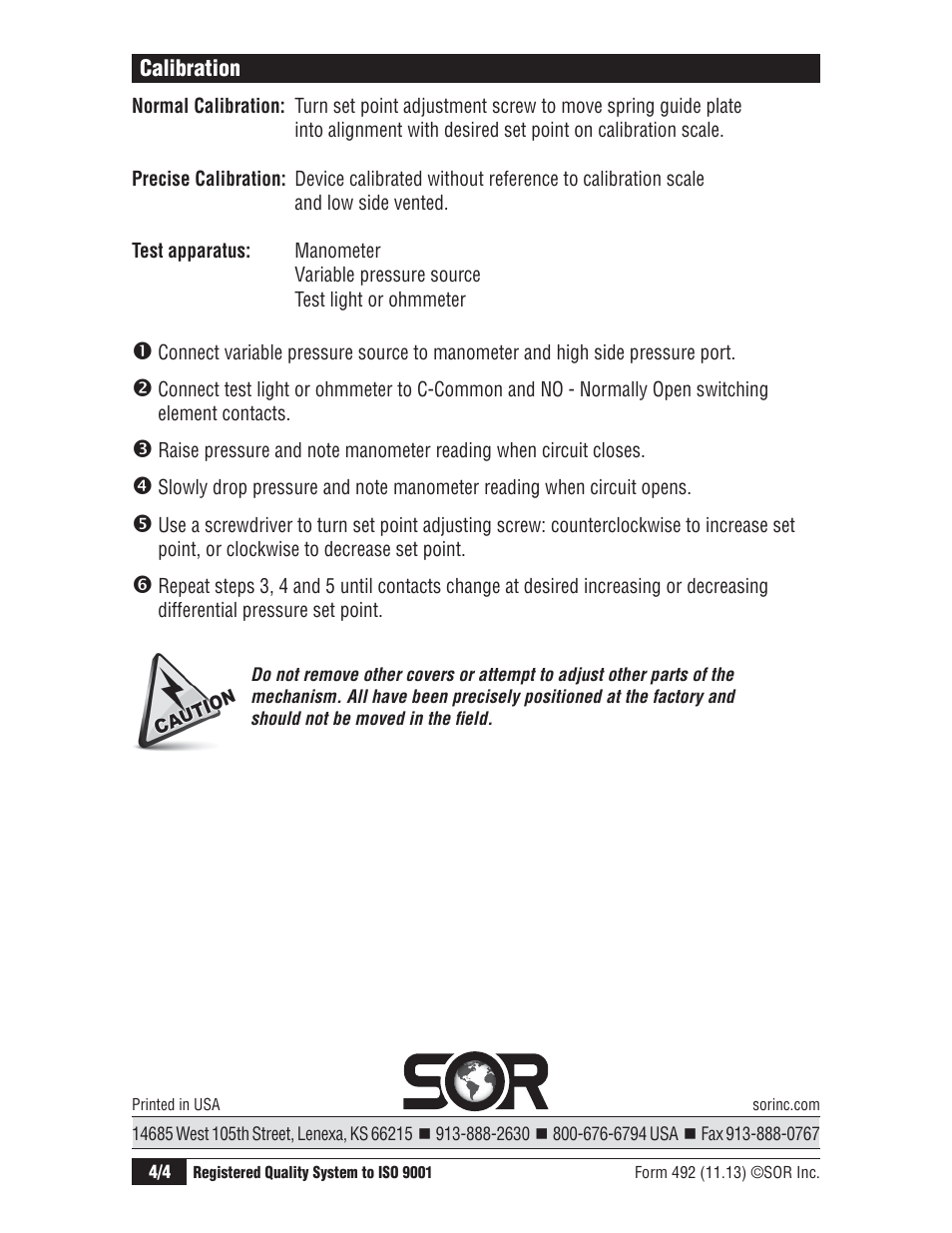 SOR Low Range User Manual | Page 4 / 4