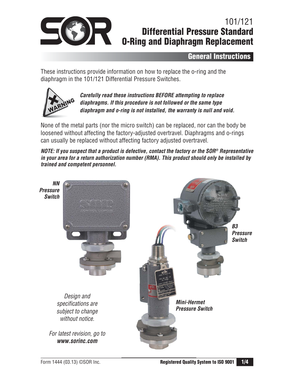 SOR Mini-Hermet Hermetically Sealed User Manual | 4 pages