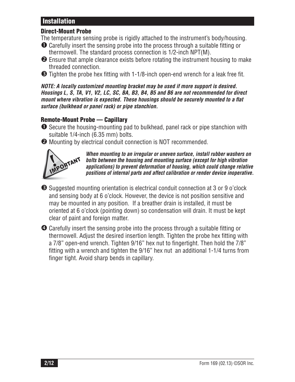 SOR Mini-Hermet Explosion Proof User Manual | Page 2 / 12