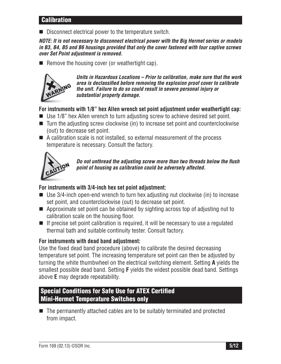 SOR Mini-Hermet Explosion Proof User Manual | Page 5 / 12