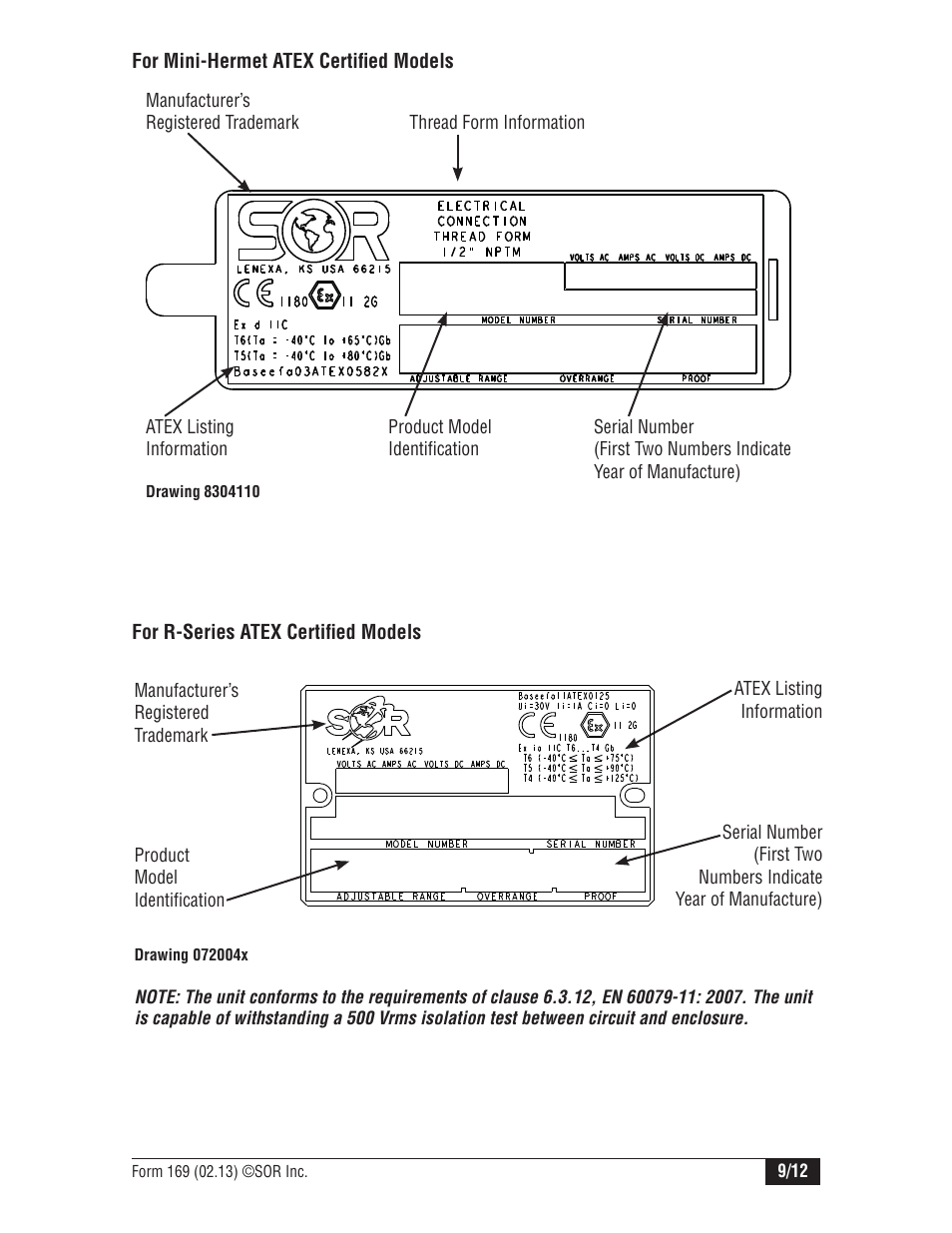 SOR Mini-Hermet Explosion Proof User Manual | Page 9 / 12