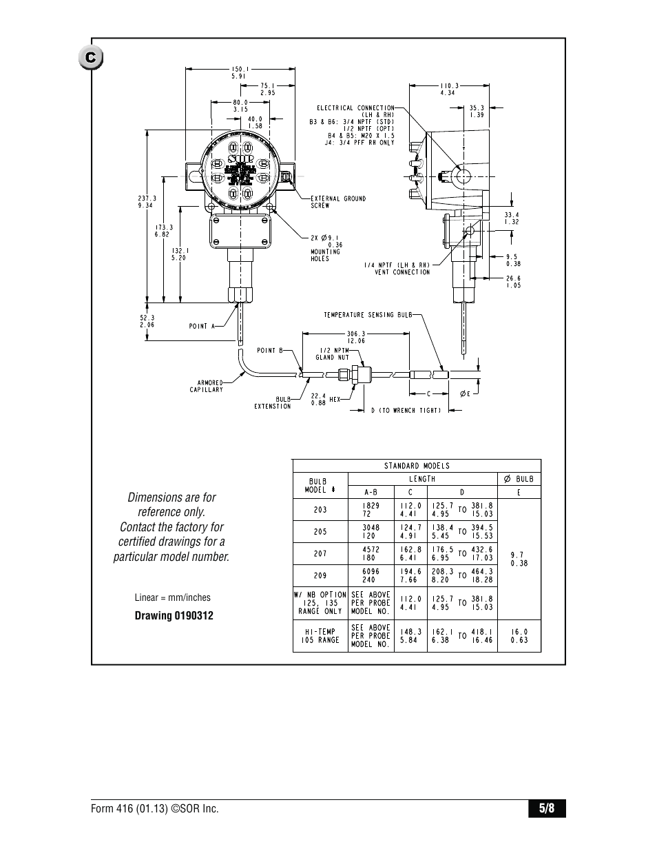 SOR Direct or Remote Mount Explosion Proof UL/CSA/ATEX User Manual | Page 5 / 8