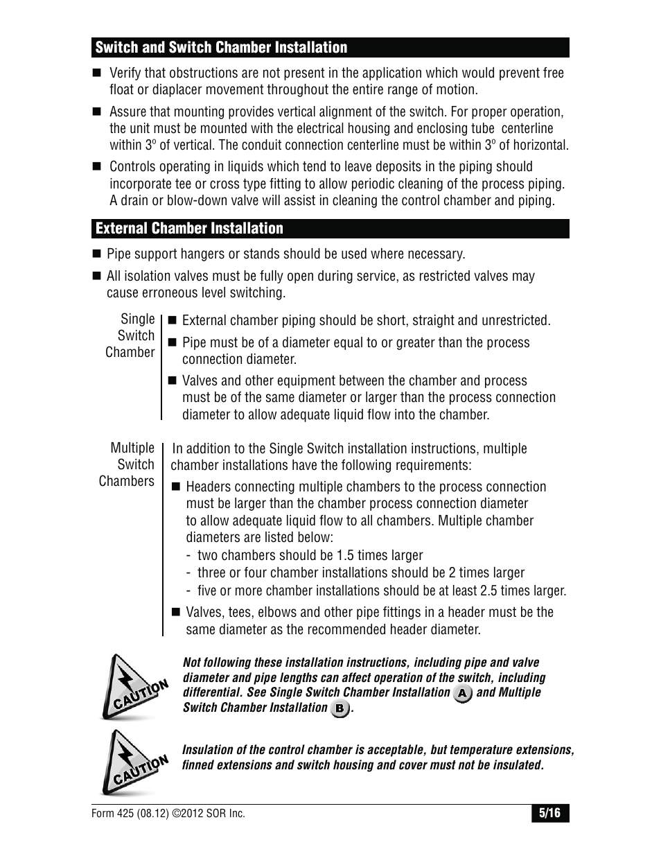 SOR Vertical Displacer Top Mounted Series Level Switch User Manual | Page 5 / 16
