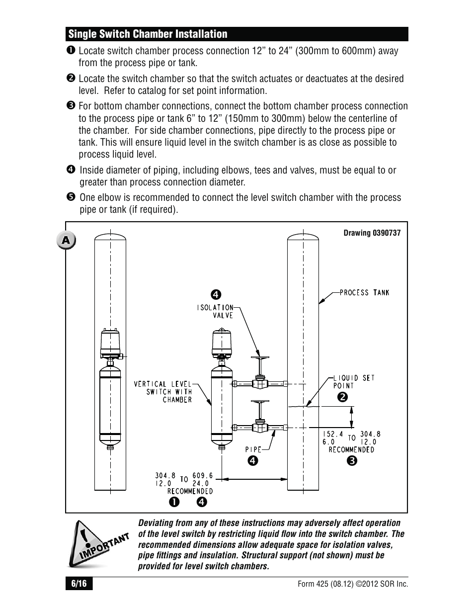 SOR Vertical Displacer Top Mounted Series Level Switch User Manual | Page 6 / 16