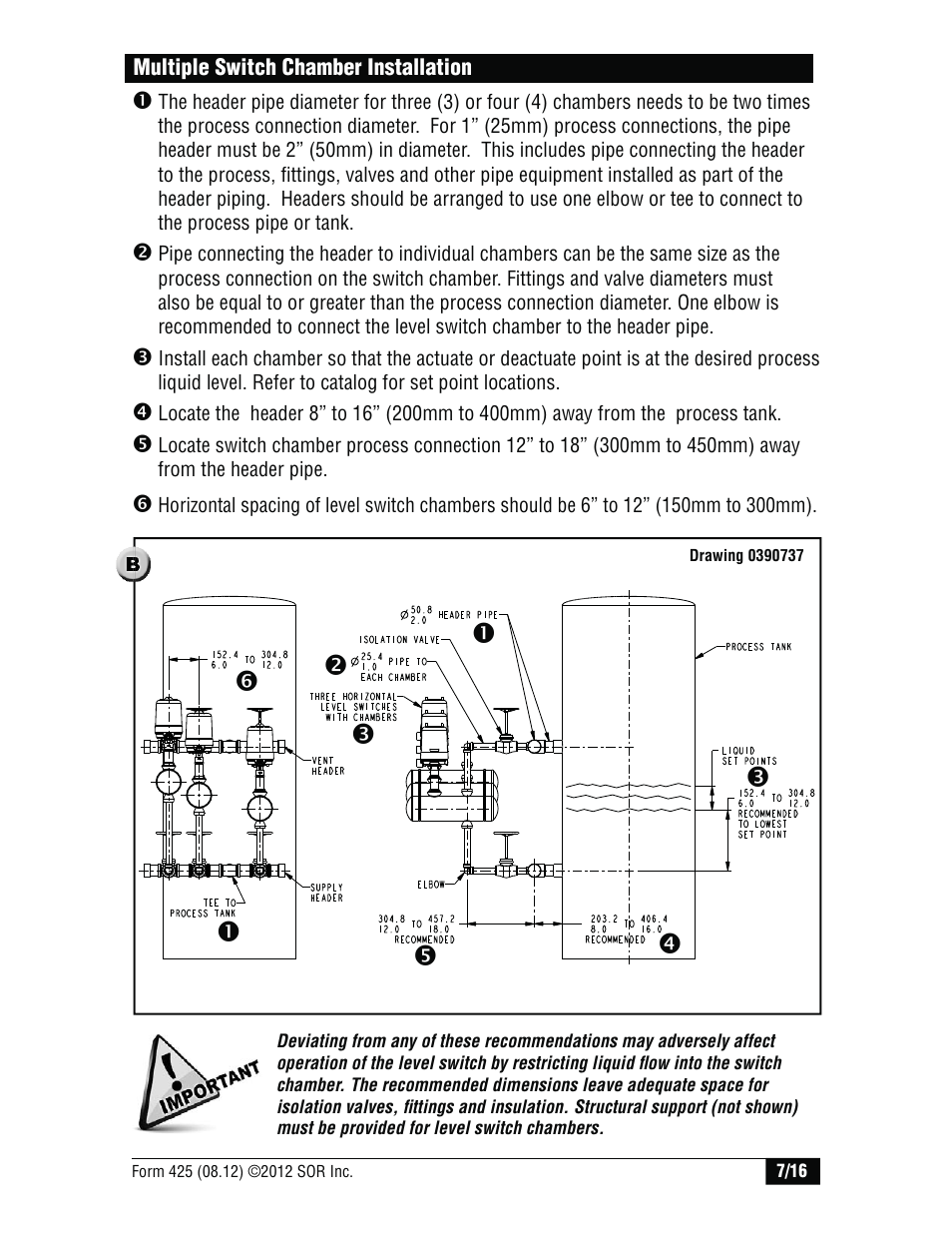 SOR Vertical Displacer Top Mounted Series Level Switch User Manual | Page 7 / 16