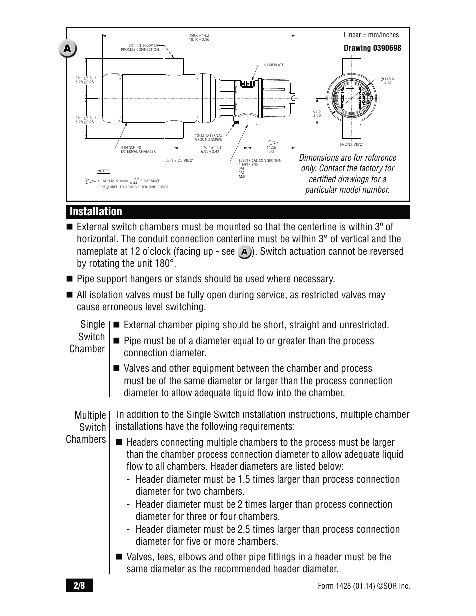 Installation | SOR Sealed Level Switches User Manual | Page 2 / 8