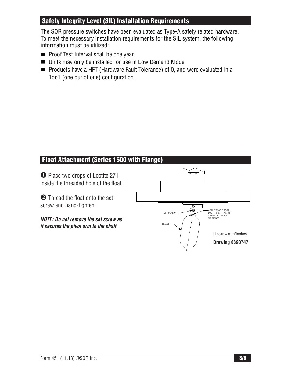 SOR 1510 Side Mounted Level Switch User Manual | Page 3 / 8