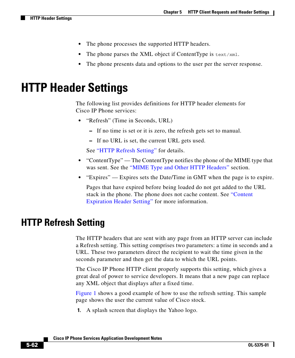 Http header settings, Http refresh setting | Cisco OL-5375-01 User Manual | Page 2 / 8