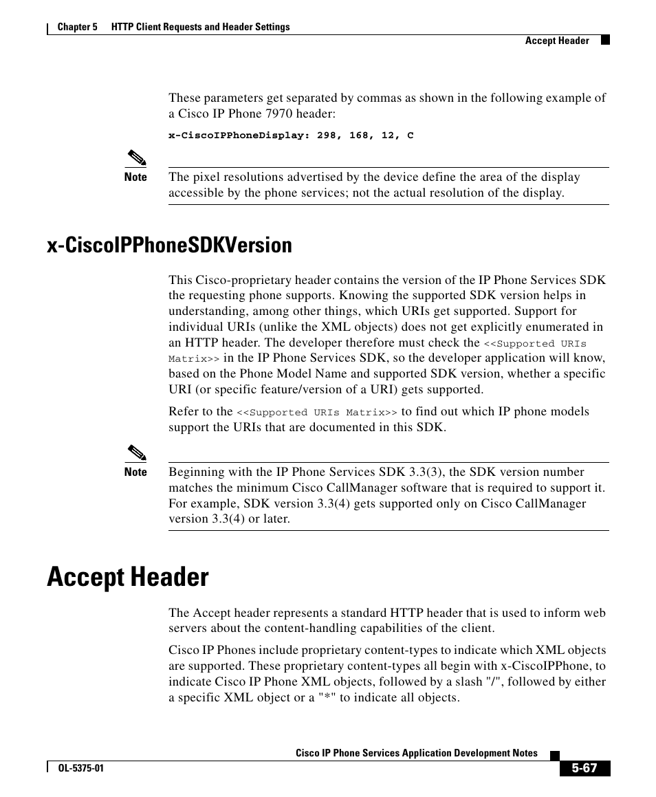 X-ciscoipphonesdkversion, Accept header | Cisco OL-5375-01 User Manual | Page 7 / 8