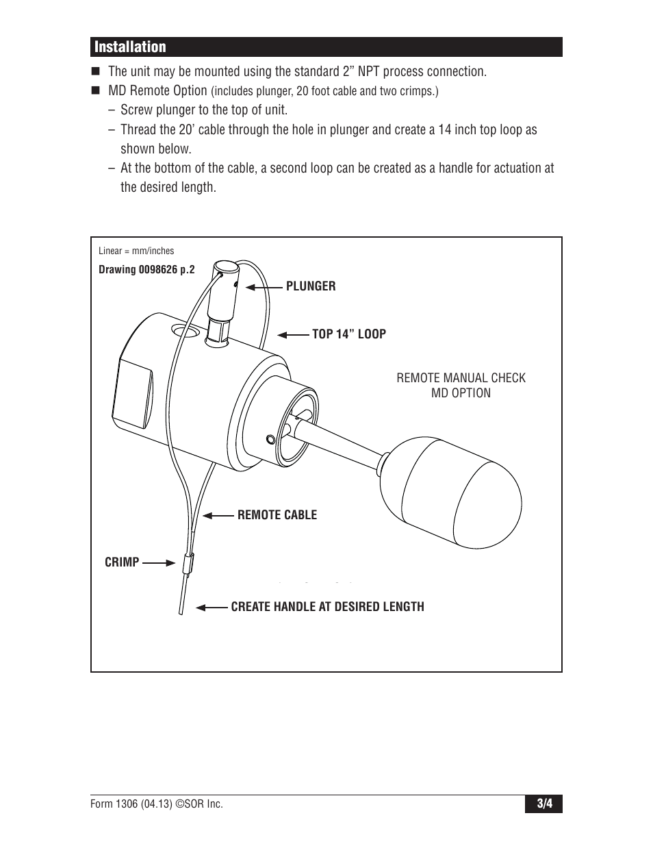 SOR 1540 Side Mounted Non-Bleed Pneumatic Level Switch User Manual | Page 3 / 4