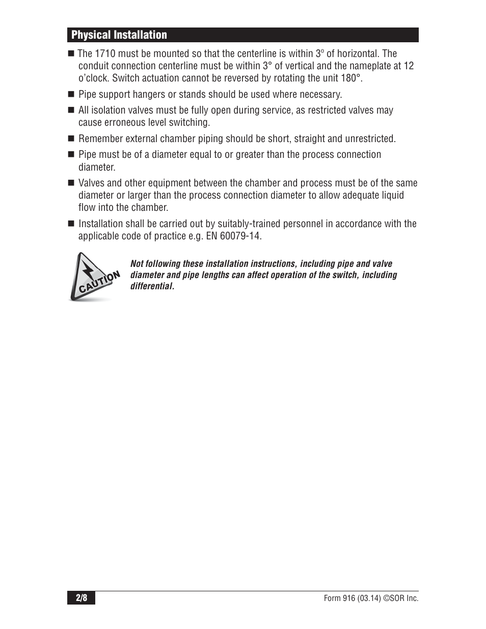 SOR 1710 Compact Level Switch User Manual | Page 2 / 8