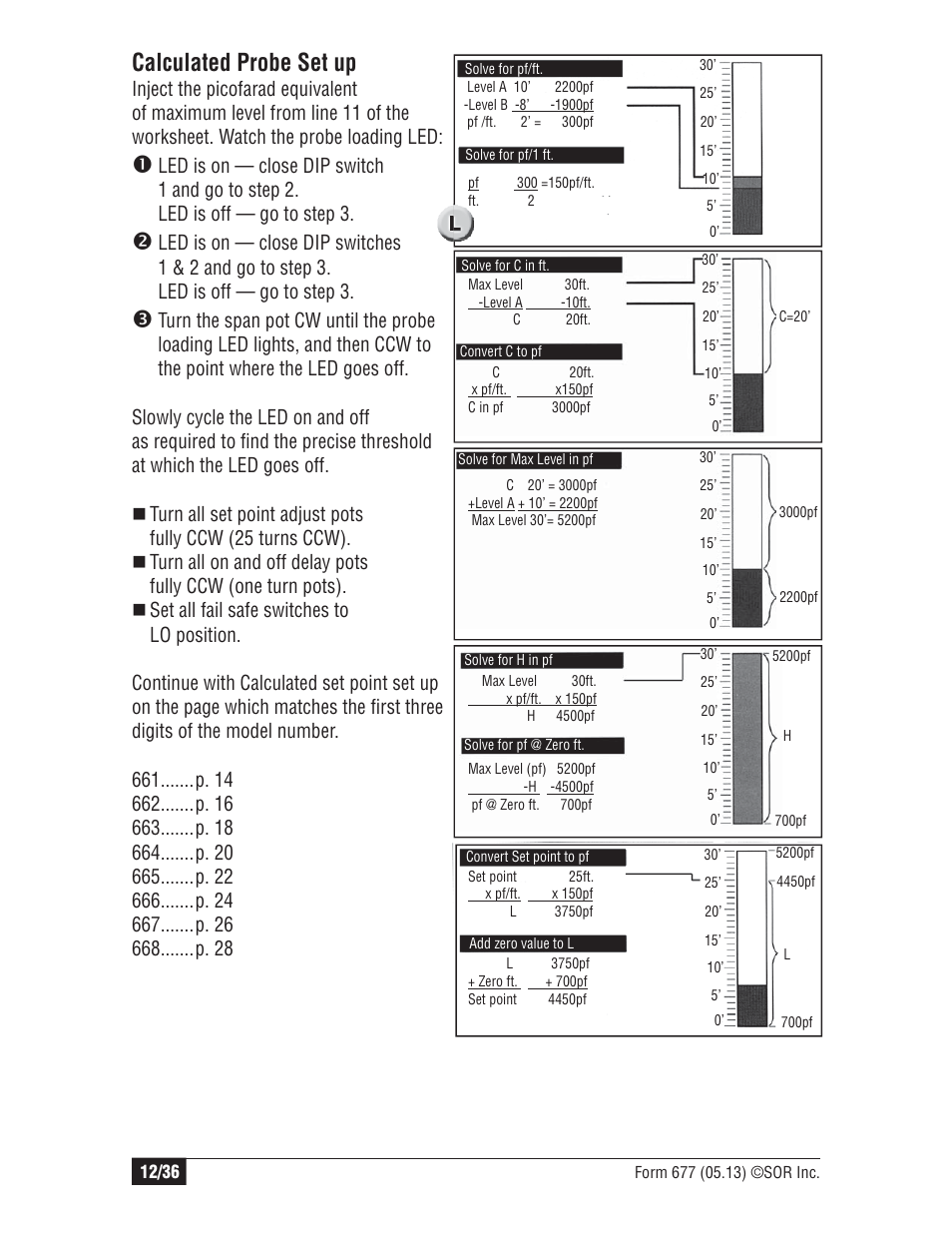 Calculated probe set up | SOR Multi Point RF Level Switch User Manual | Page 12 / 36