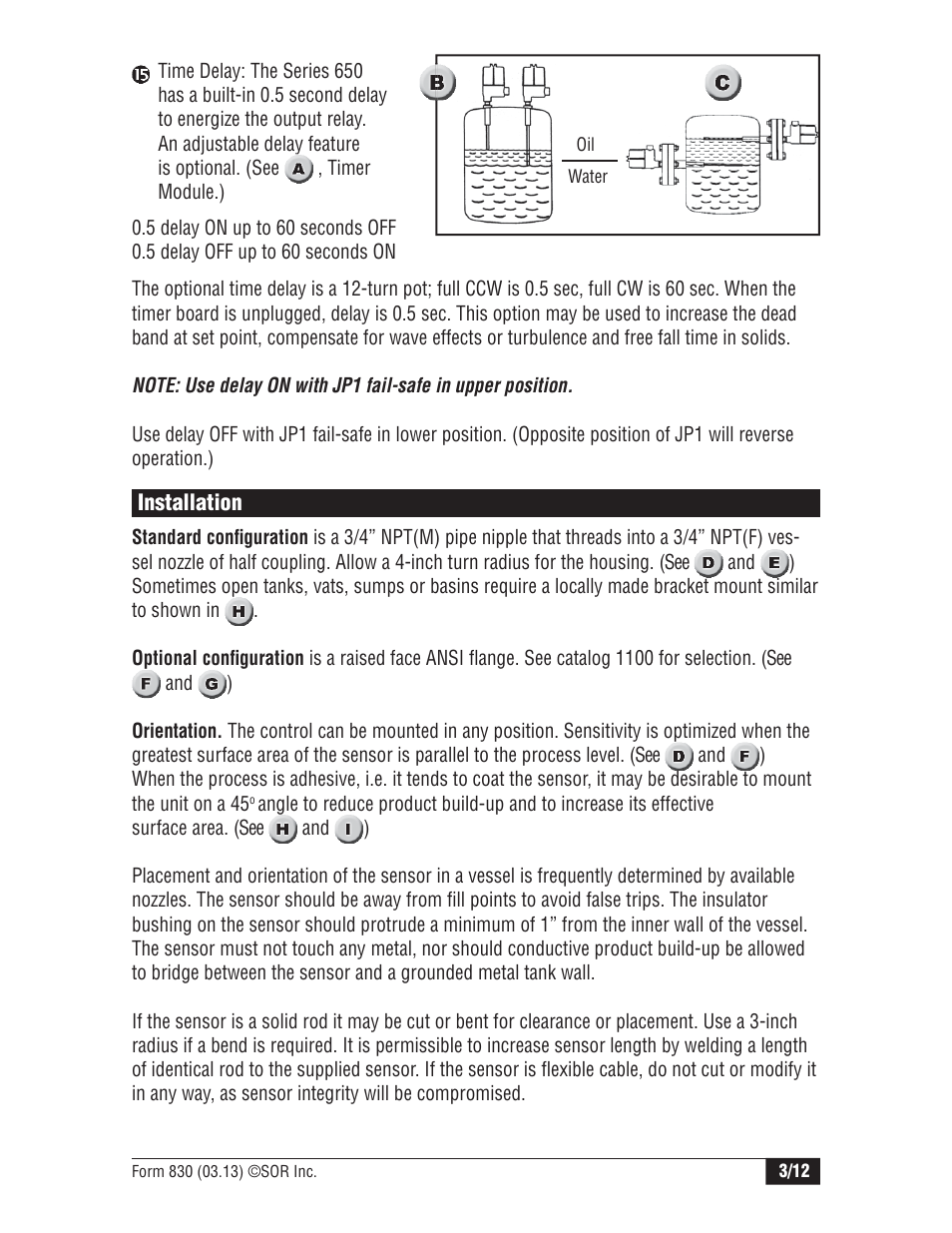 SOR Single Point RF Level Switch User Manual | Page 3 / 12