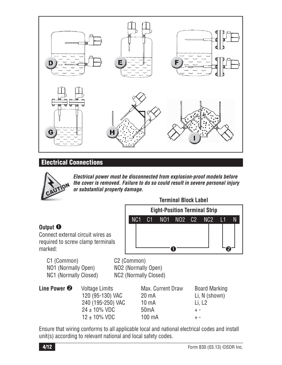 SOR Single Point RF Level Switch User Manual | Page 4 / 12