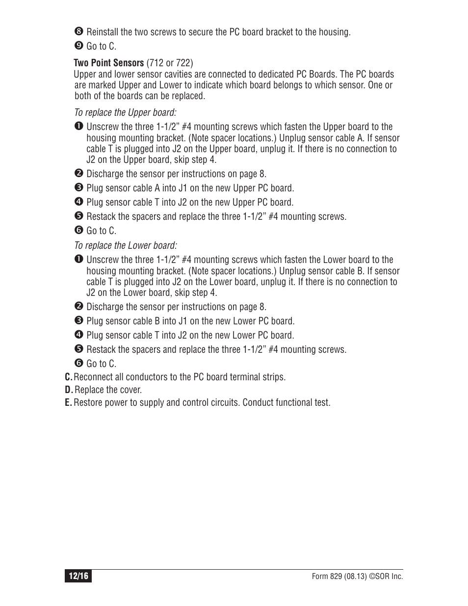 SOR Single Point Ultrasonic Level Switch User Manual | Page 12 / 16