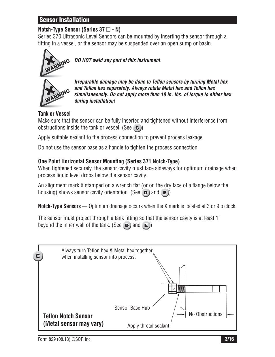 SOR Single Point Ultrasonic Level Switch User Manual | Page 3 / 16