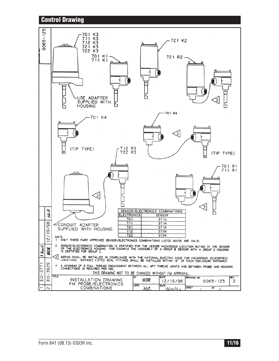 SOR Single Point Ultrasonic Level Switch User Manual | Page 11 / 16