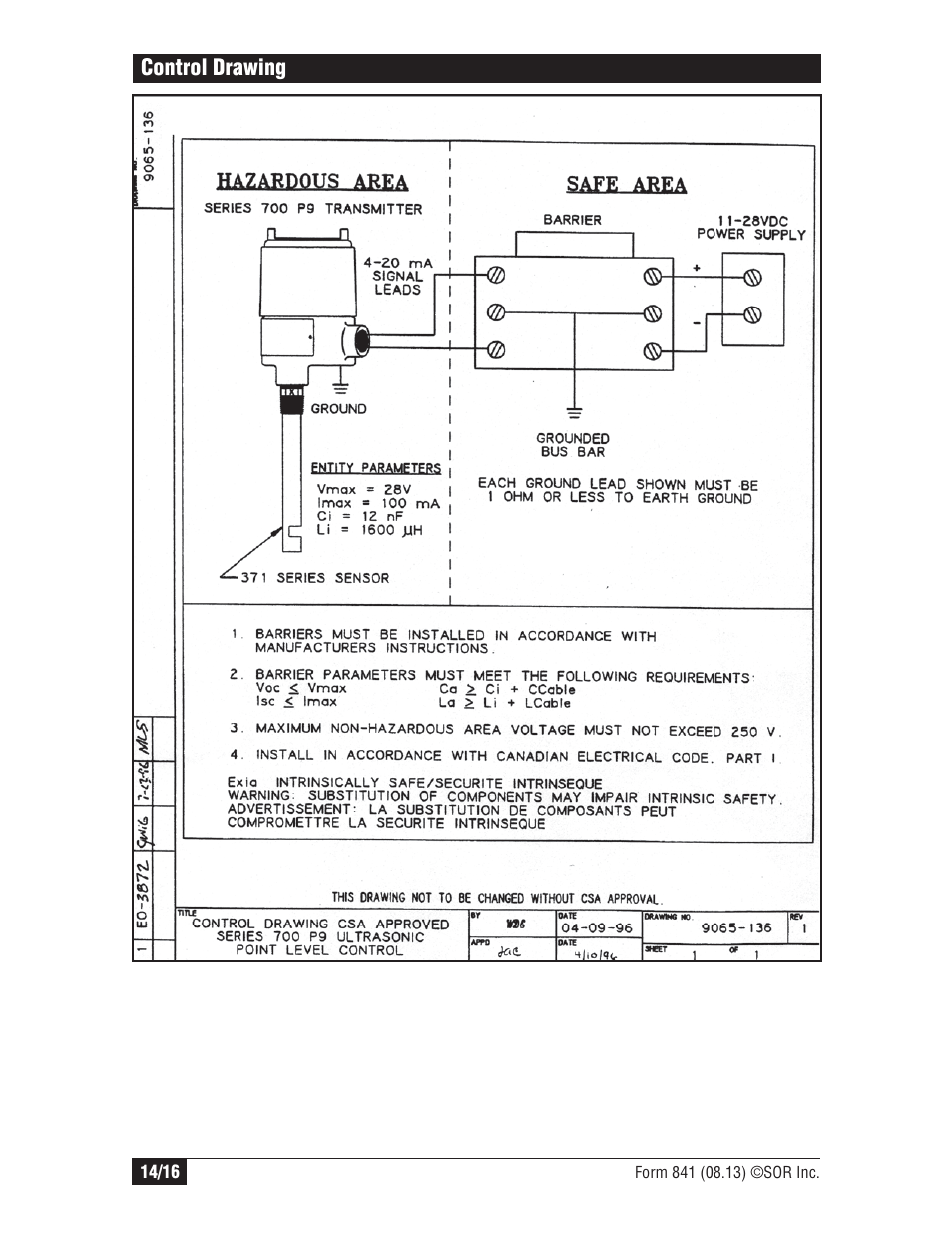 SOR Single Point Ultrasonic Level Switch User Manual | Page 14 / 16