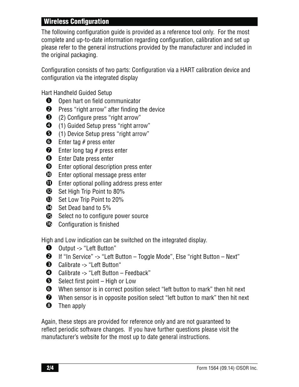 SOR 1780 Wireless Level Switch User Manual | Page 2 / 4