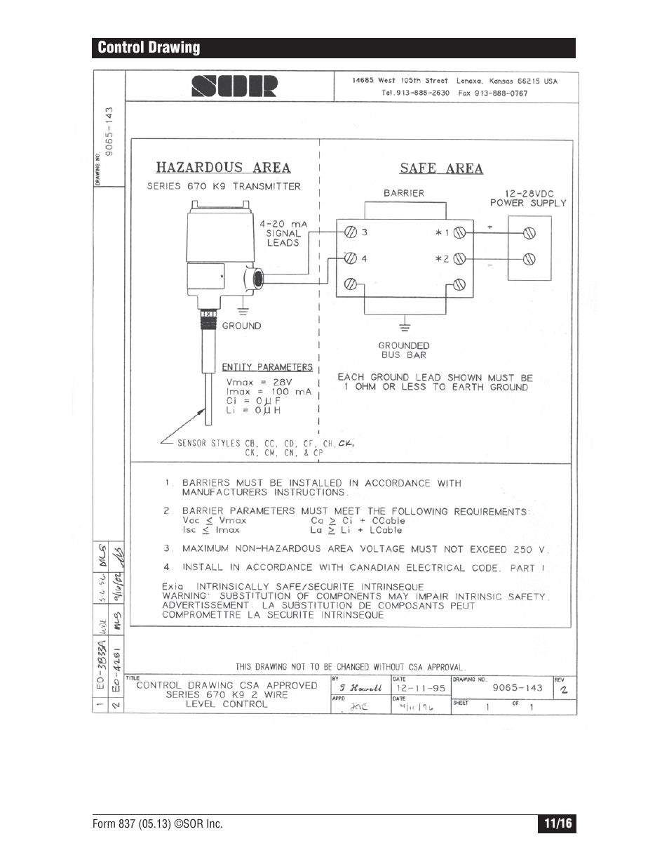 SOR RF Continuous Level Transmitter User Manual | Page 11 / 16
