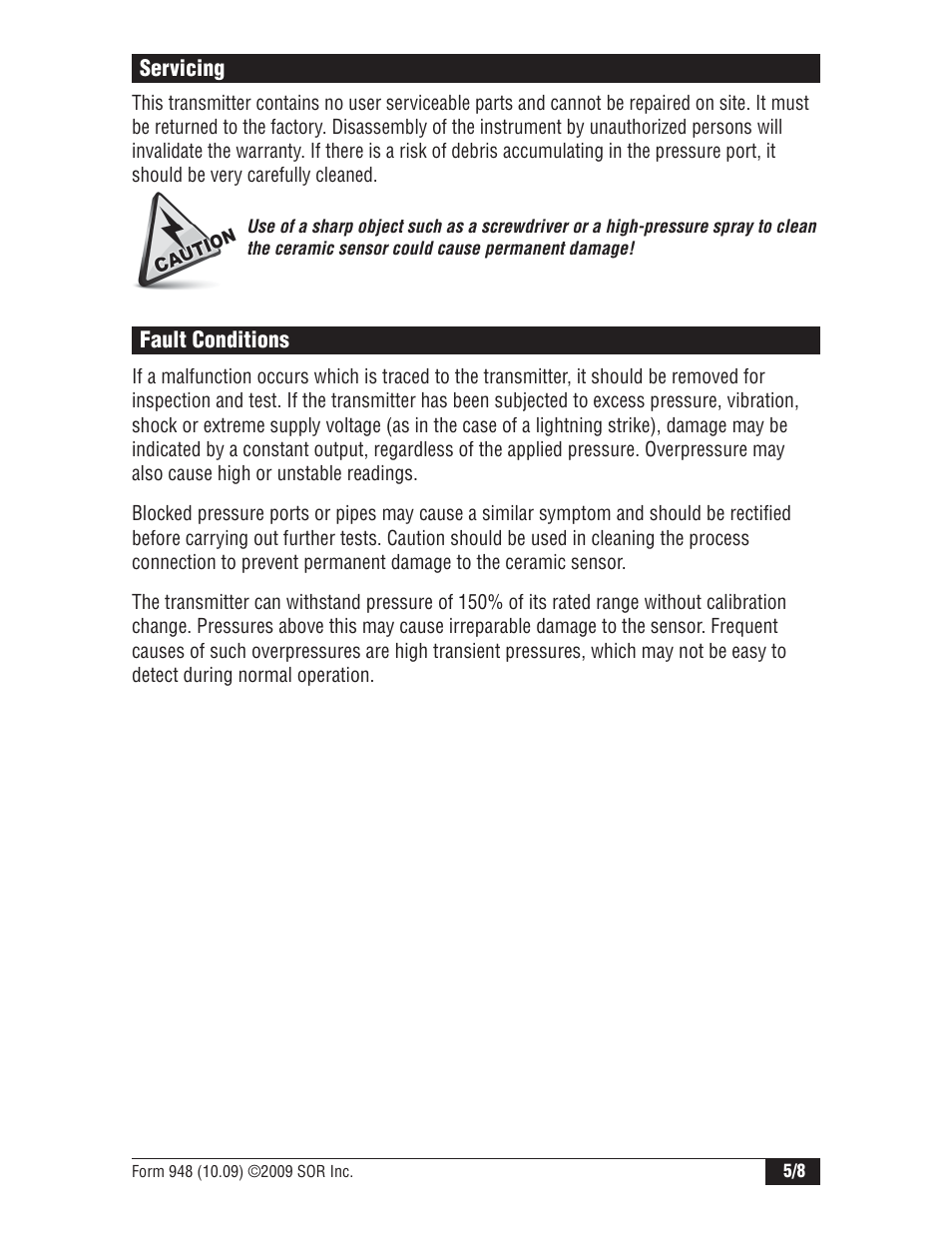 SOR Submersible Hydrostatic Level Transmitter User Manual | Page 5 / 8