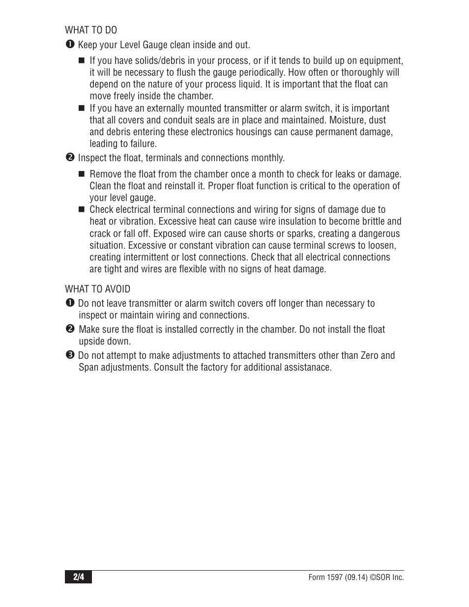 SOR 1100 Series Magnetic Level Indicators User Manual | Page 2 / 4