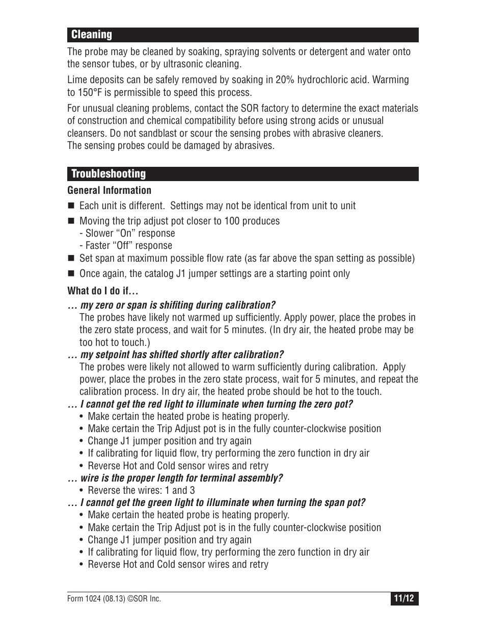 SOR Thermal Differential Flow Switch User Manual | Page 11 / 12