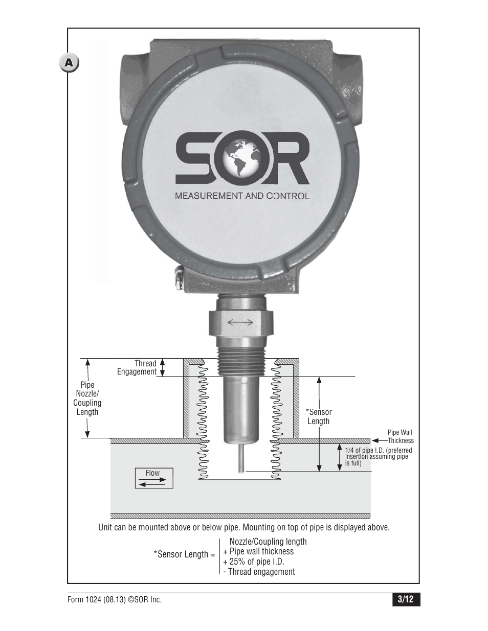 SOR Thermal Differential Flow Switch User Manual | Page 3 / 12