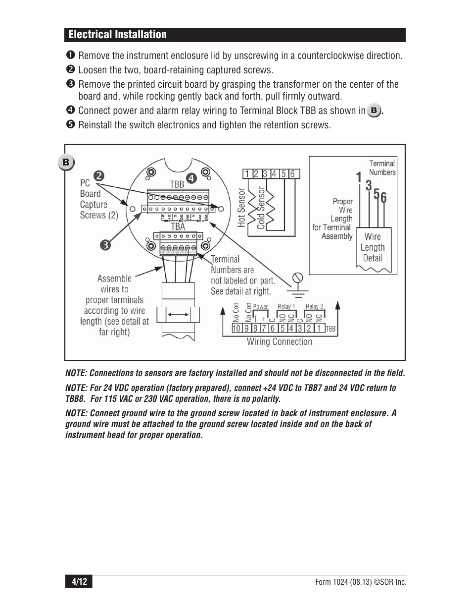 SOR Thermal Differential Flow Switch User Manual | Page 4 / 12