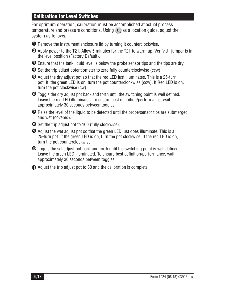 SOR Thermal Differential Flow Switch User Manual | Page 6 / 12