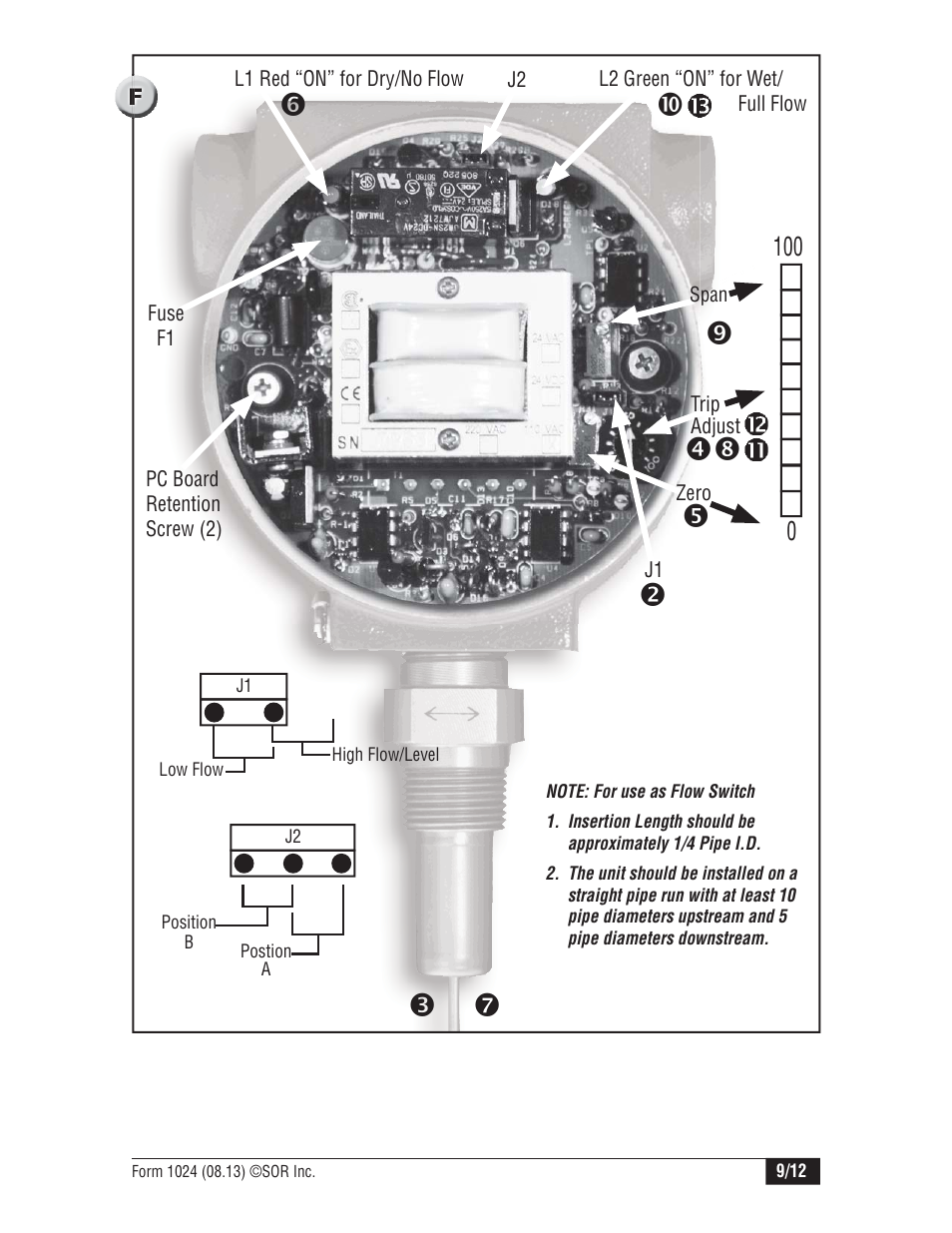 SOR Thermal Differential Flow Switch User Manual | Page 9 / 12