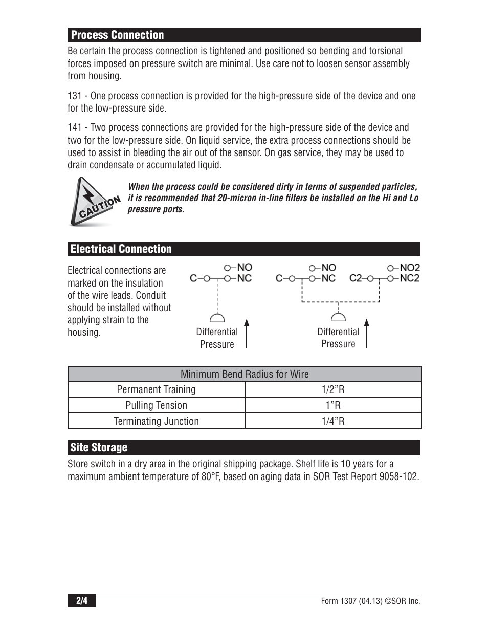 SOR 141 Differential Pressure Switch User Manual | Page 2 / 4