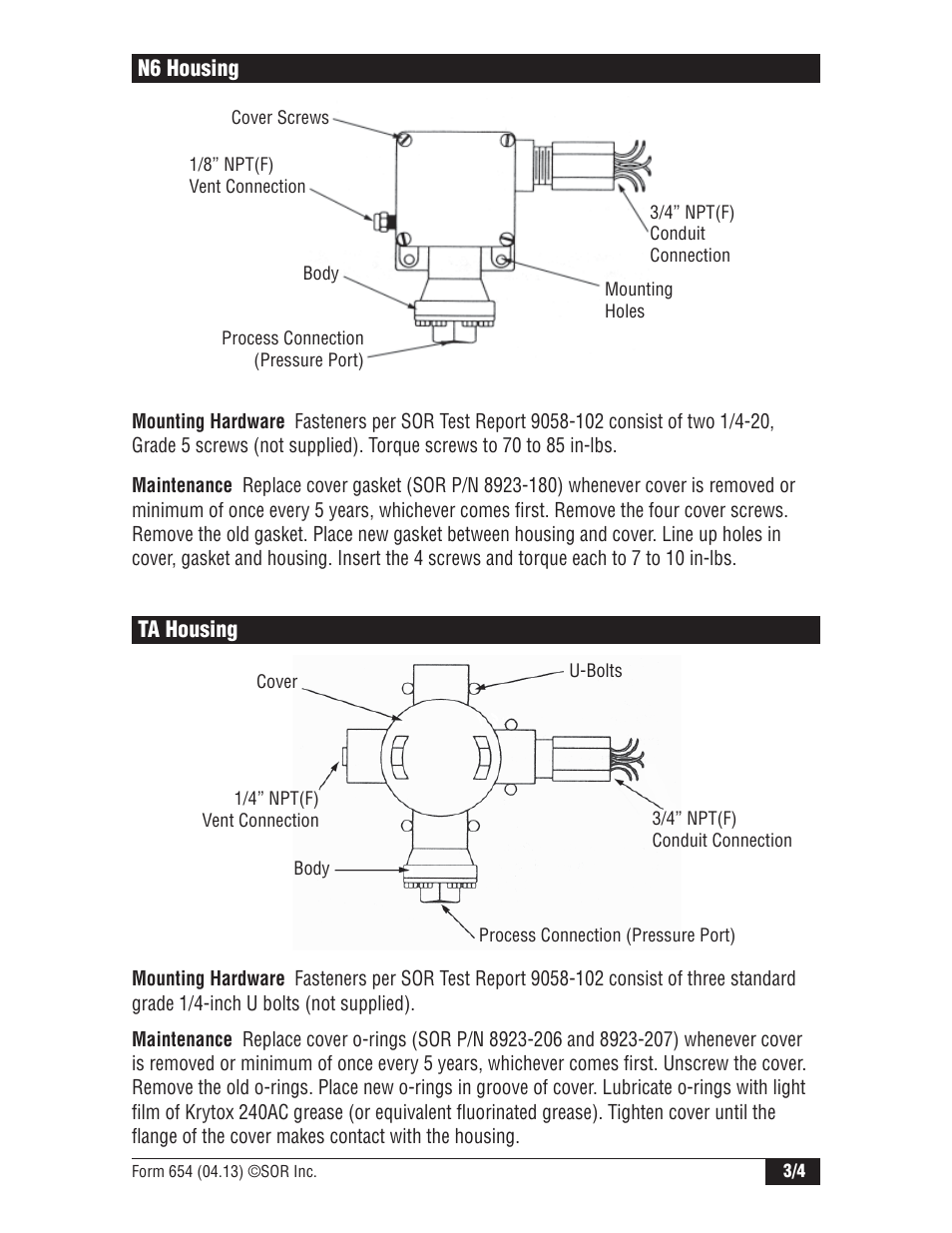 SOR TA Nuclear Qualified Pressure Switch User Manual | Page 3 / 4