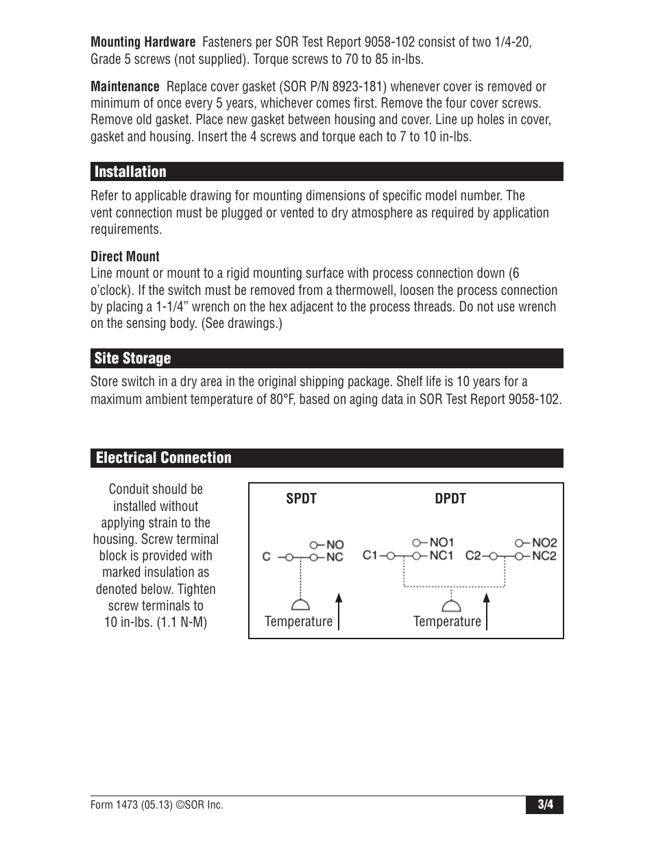 SOR RT Nuclear Qualified Temperature Switch User Manual | Page 3 / 4