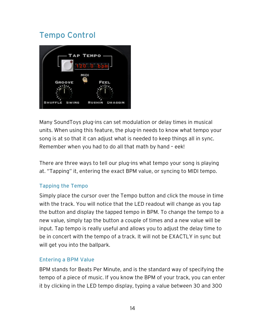 Tempo control | Soundtoys Native FX User Manual | Page 14 / 24