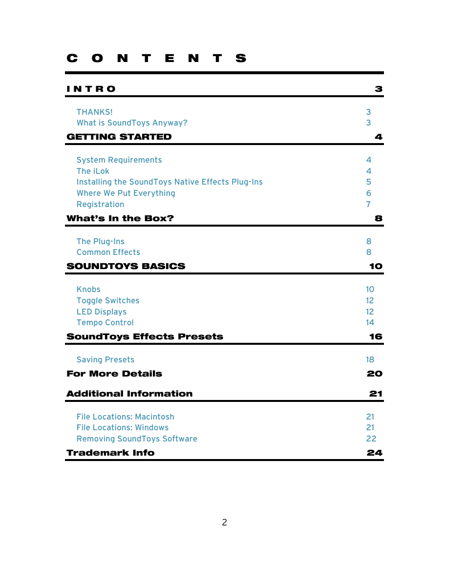 Soundtoys Native FX User Manual | Page 2 / 24