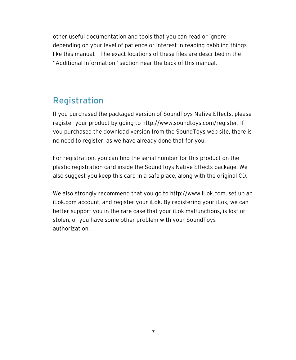 Registration | Soundtoys Native FX User Manual | Page 7 / 24