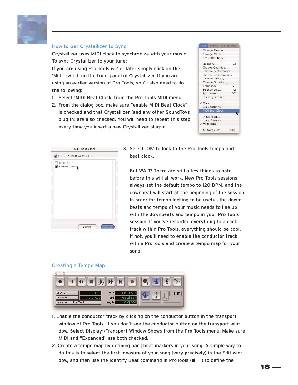 How to get crystallizer to sync, Creating a tempo map | Soundtoys Crystallizer User Manual | Page 18 / 32
