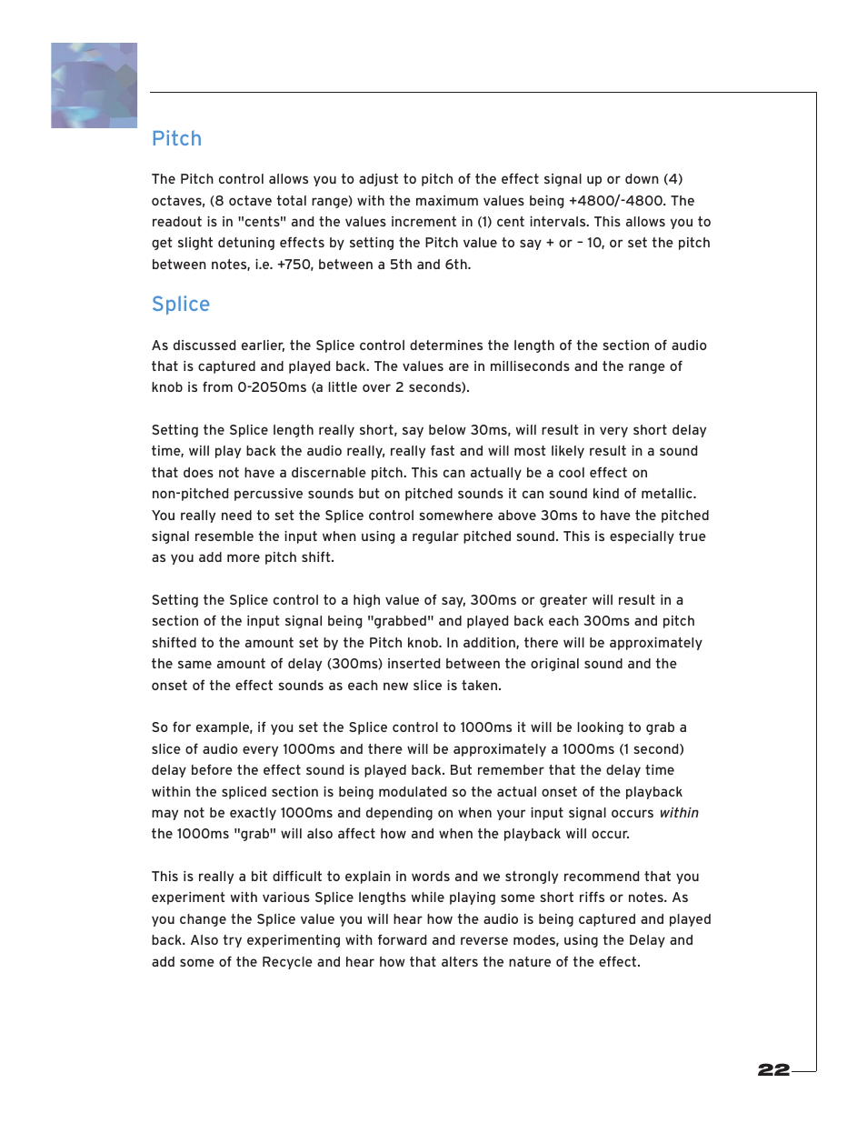 Pitch, Splice | Soundtoys Crystallizer User Manual | Page 22 / 32