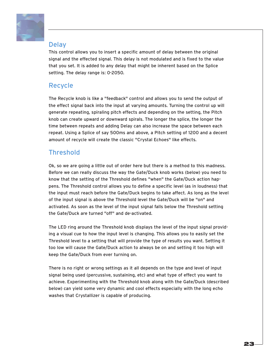 Delay, Recycle, Threshold | Soundtoys Crystallizer User Manual | Page 23 / 32