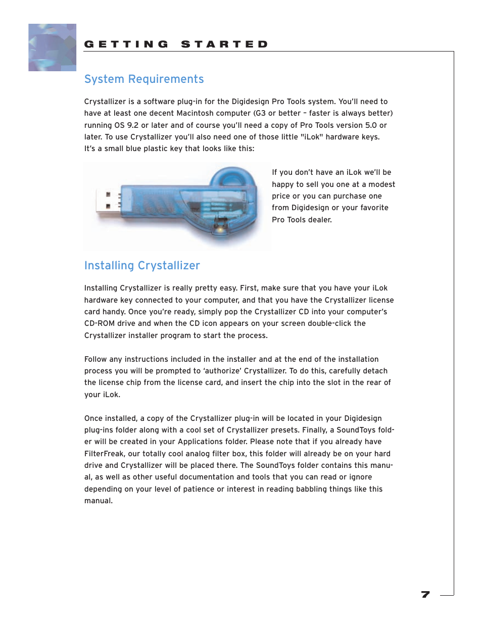 G e t t i n g s t a r t e d, System requirements, Installing crystallizer | Soundtoys Crystallizer User Manual | Page 7 / 32