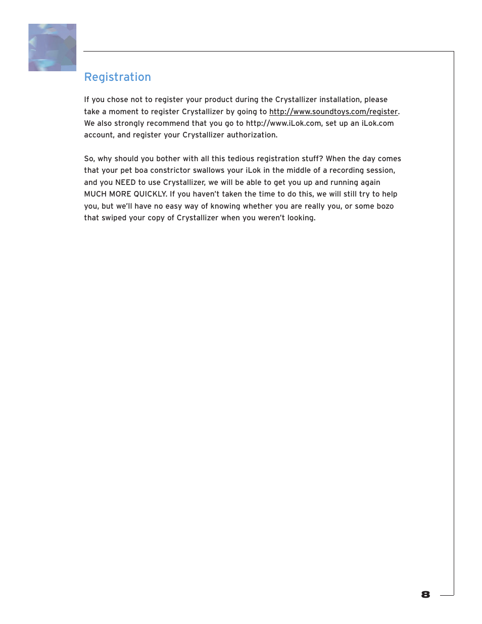Registration | Soundtoys Crystallizer User Manual | Page 8 / 32