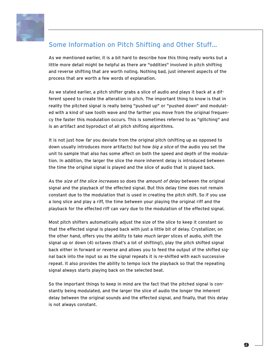 Some information on pitch shifting and other stuff | Soundtoys Crystallizer User Manual | Page 9 / 32